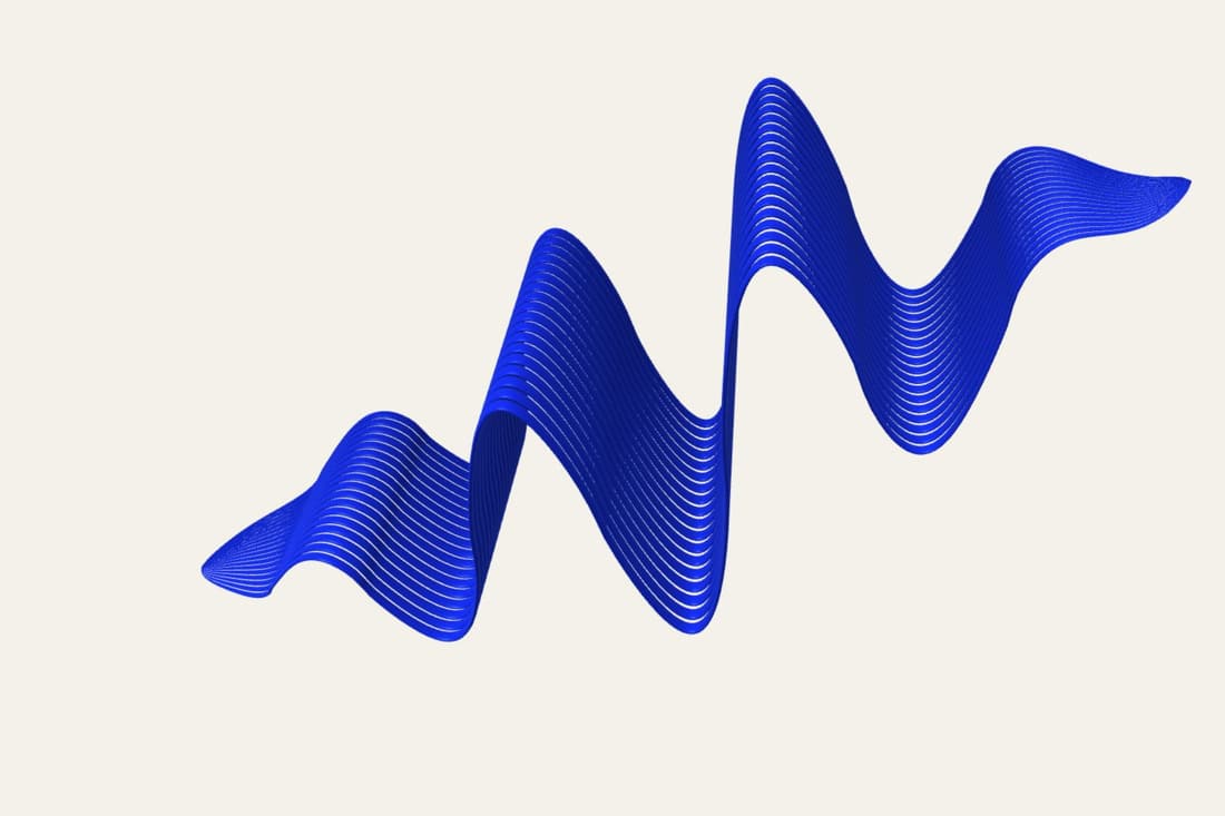 A cobalt ribbon flowing like a voice through space